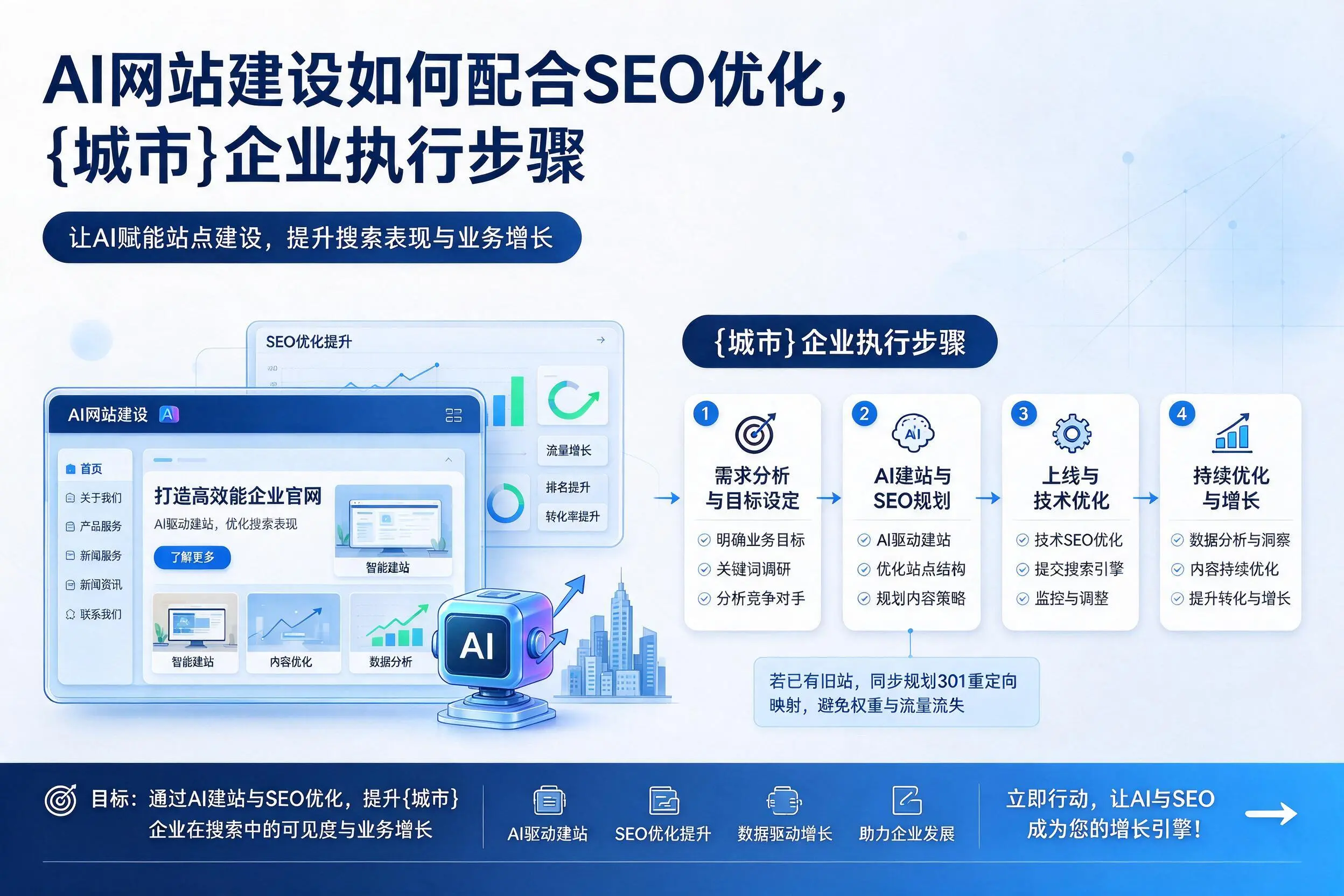 AI网站建设如何配合SEO优化，福建企业执行步骤