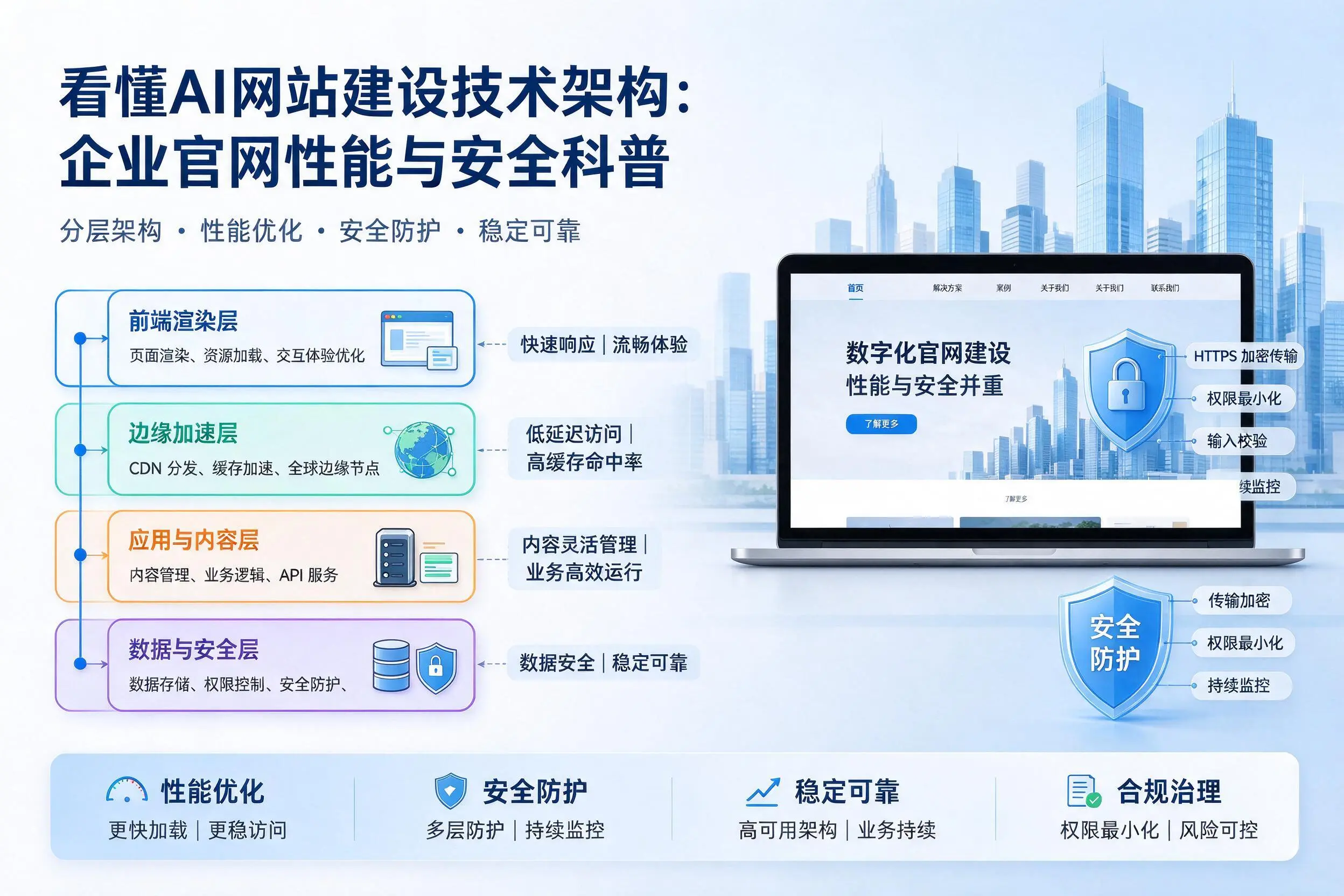 看懂AI网站建设技术架构:福建企业官网性能与安全科普