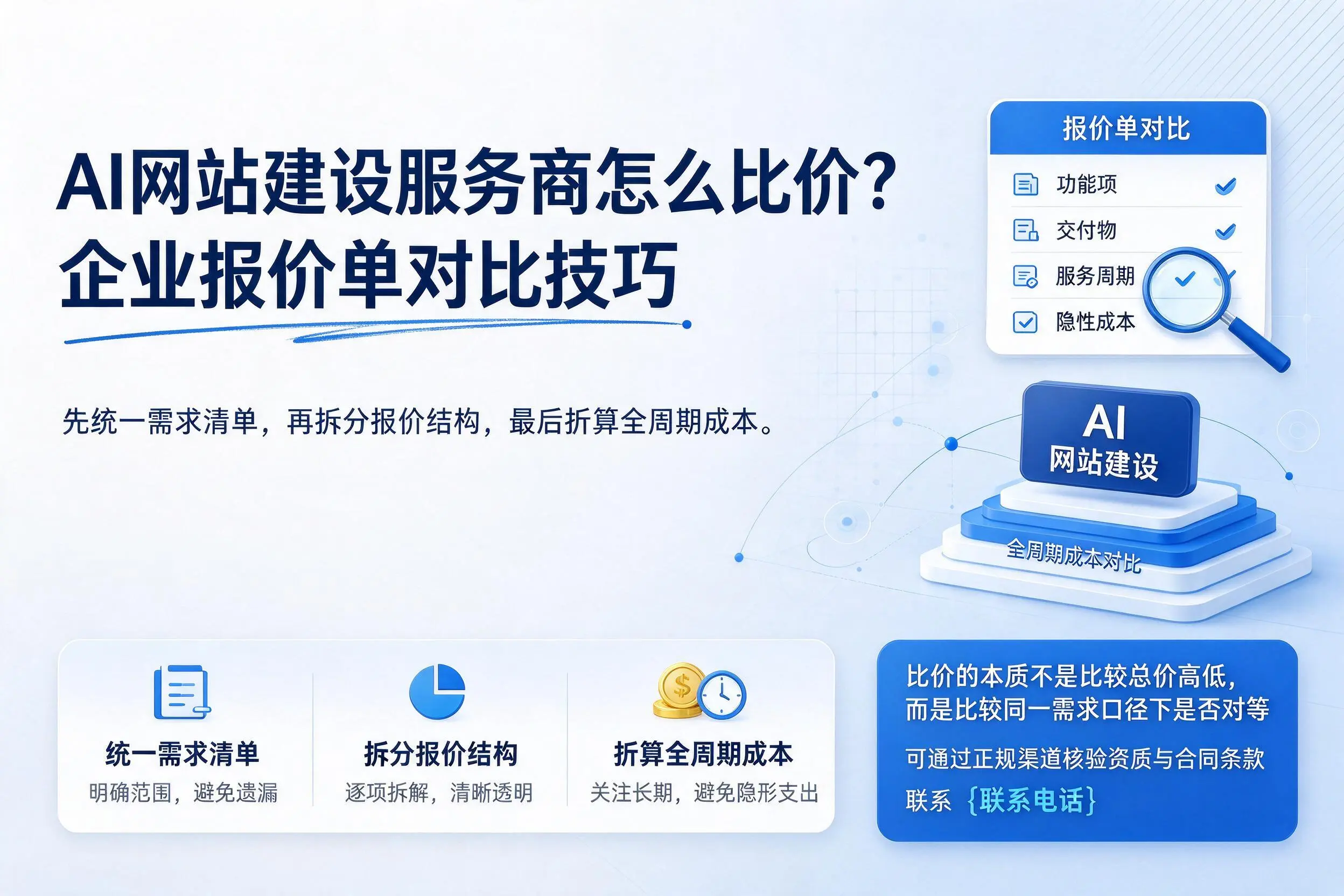 AI网站建设服务商怎么比价?福建企业报价单对比技巧