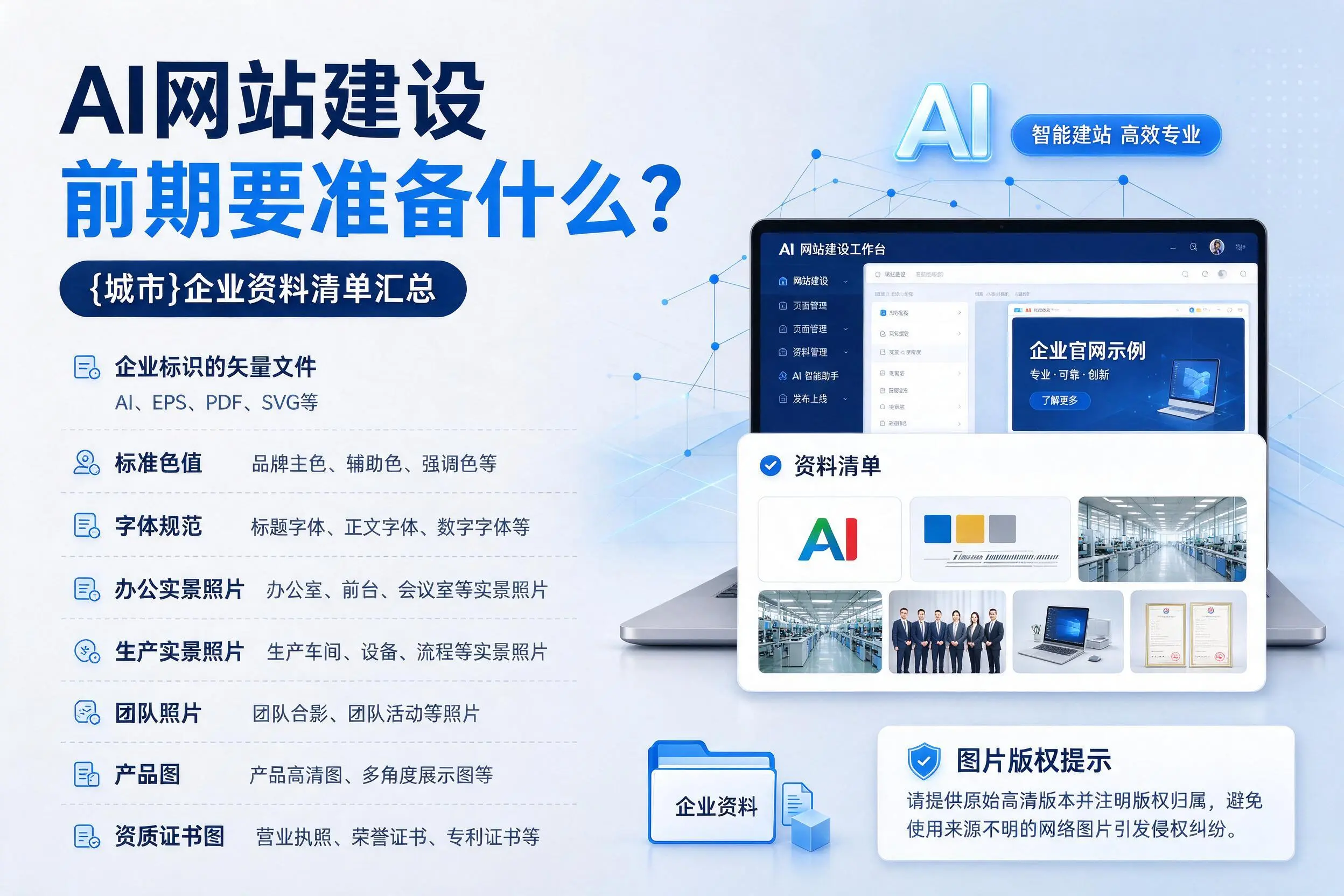 AI网站建设前期要准备什么？福建企业资料清单汇总