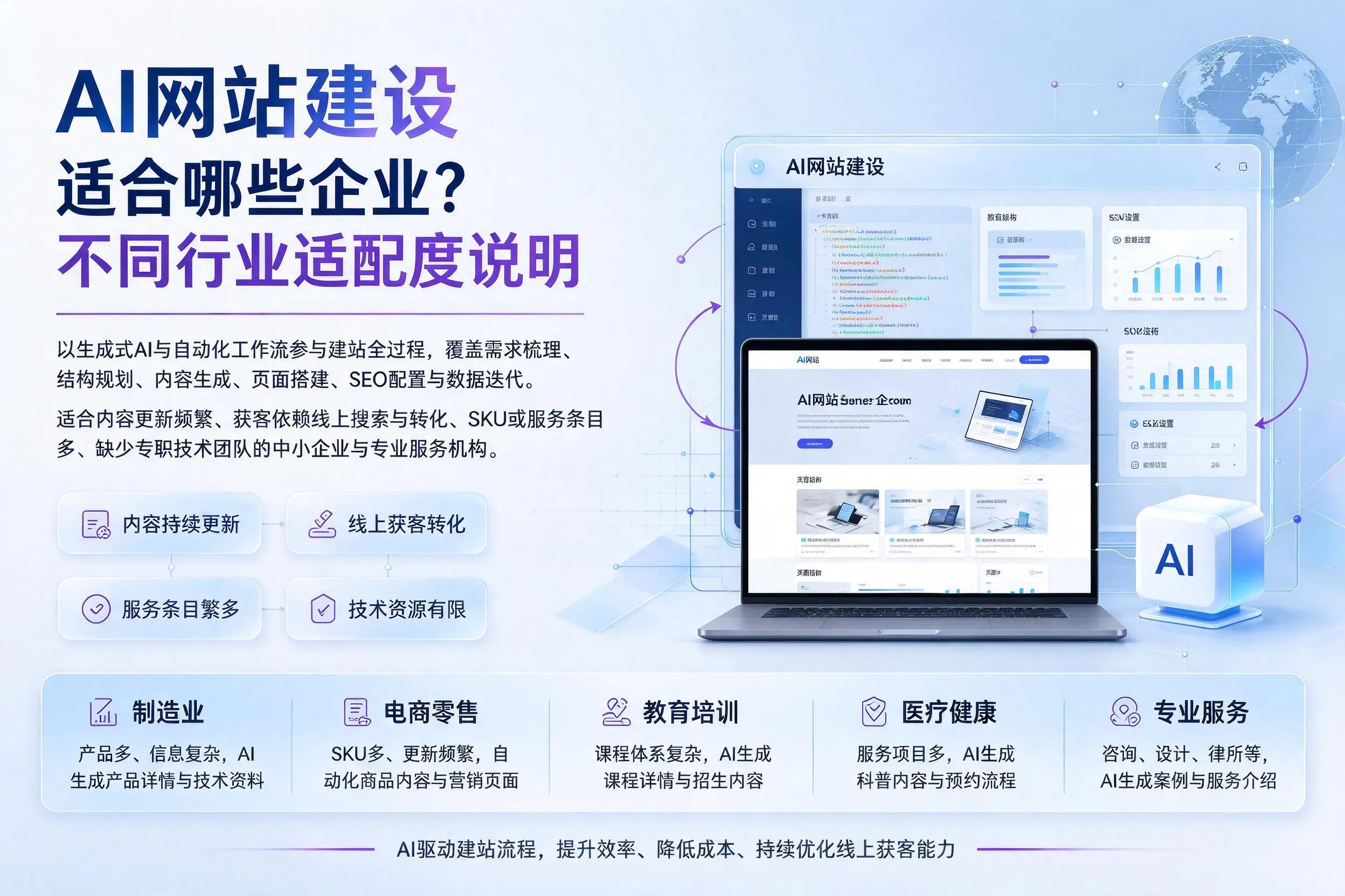 AI网站建设适合哪些企业？福建不同行业适配度说明